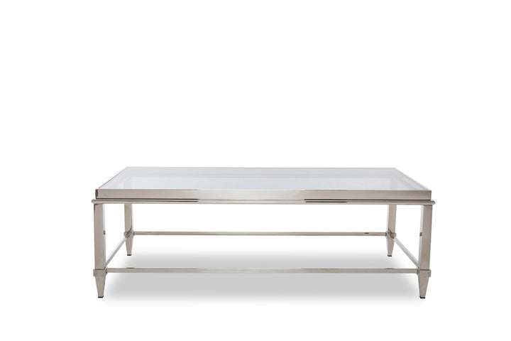 Agar Modern Glass  and  Stainless Steel Coffee Table