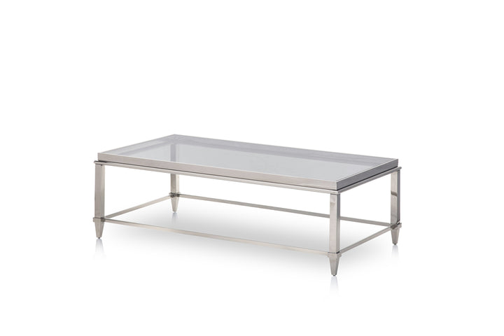 Agar Modern Glass  and  Stainless Steel Coffee Table