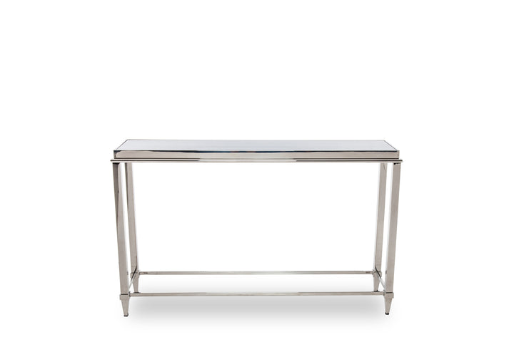 Agar Modern Glass &amp; Stainless Steel Console Table