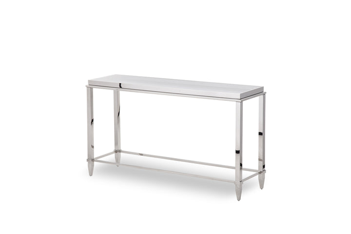 Agar Modern Glass &amp; Stainless Steel Console Table