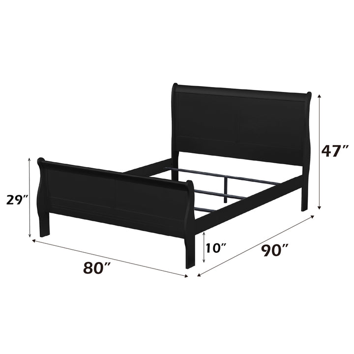 Louis Philippe EK Bed in Black - dimensions