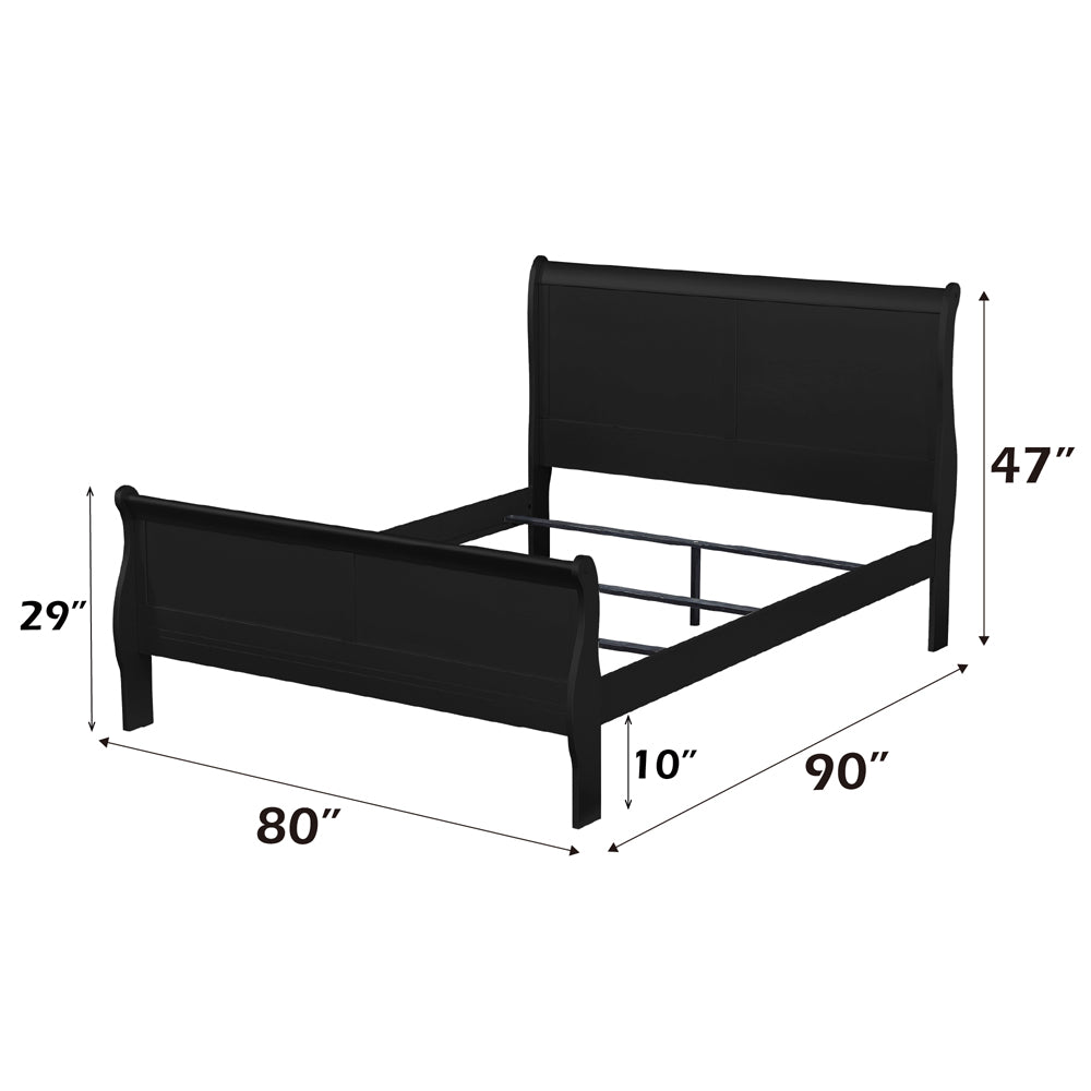Louis Philippe EK Bed in Black - dimensions