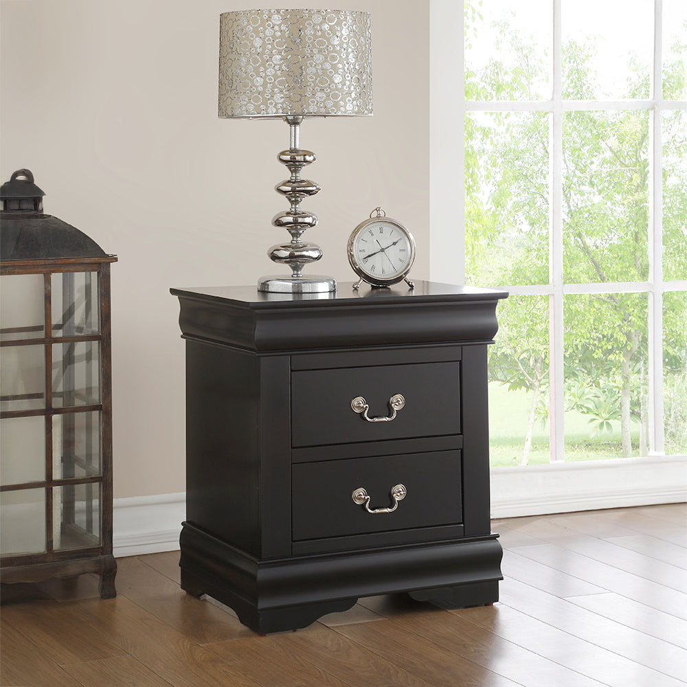Louis Philippe Nightstand in Black Finish