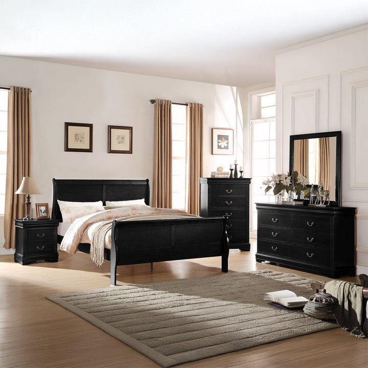 Louis Philippe Nightstand in Black Finish - lifestyle