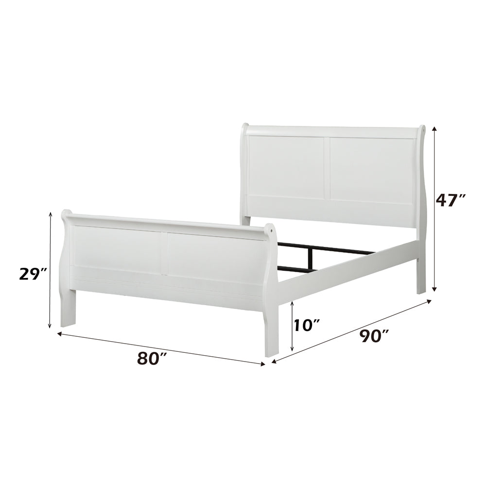 Louis Philippe EK Bed in White - dimensions
