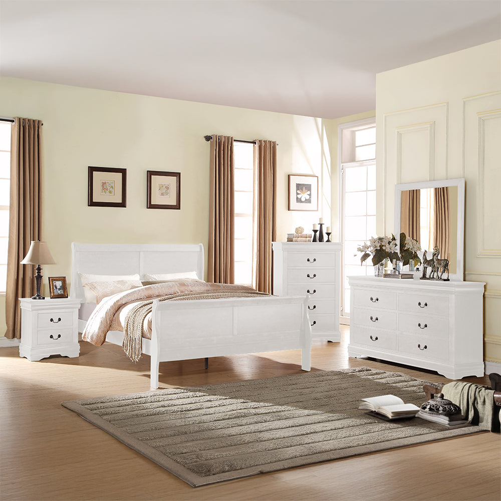 Louis Philippe Queen Bed in White