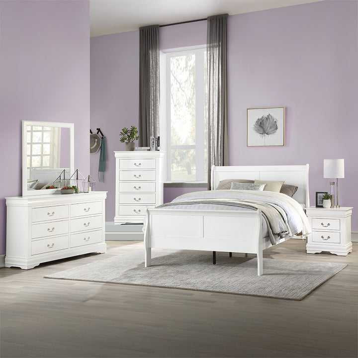 Louis Philippe Queen Bed in White