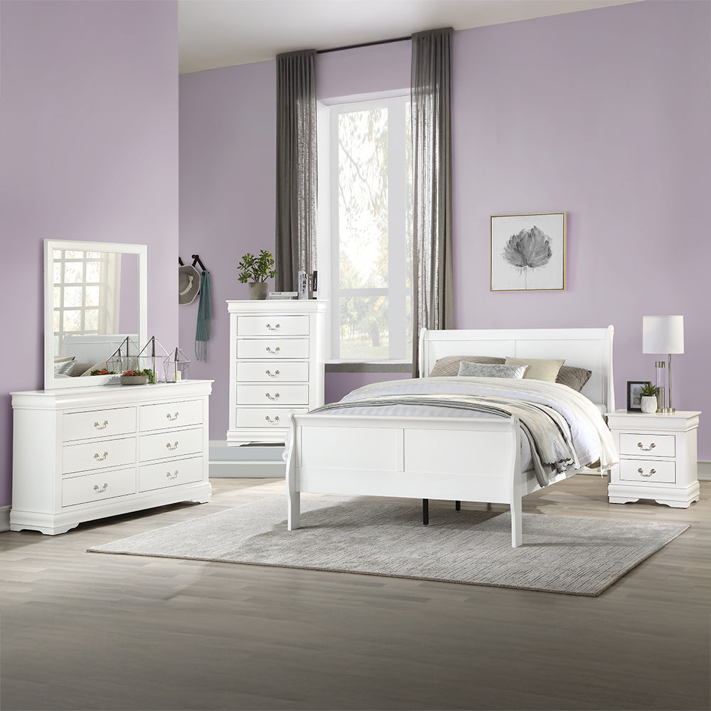 Louis Philippe Queen Bed in White