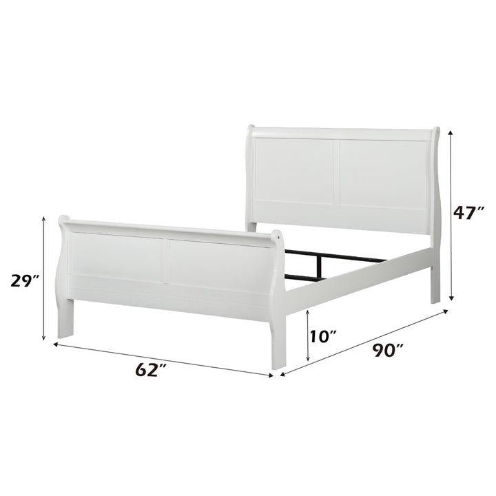 Louis Philippe Queen Bed in White - dimensions