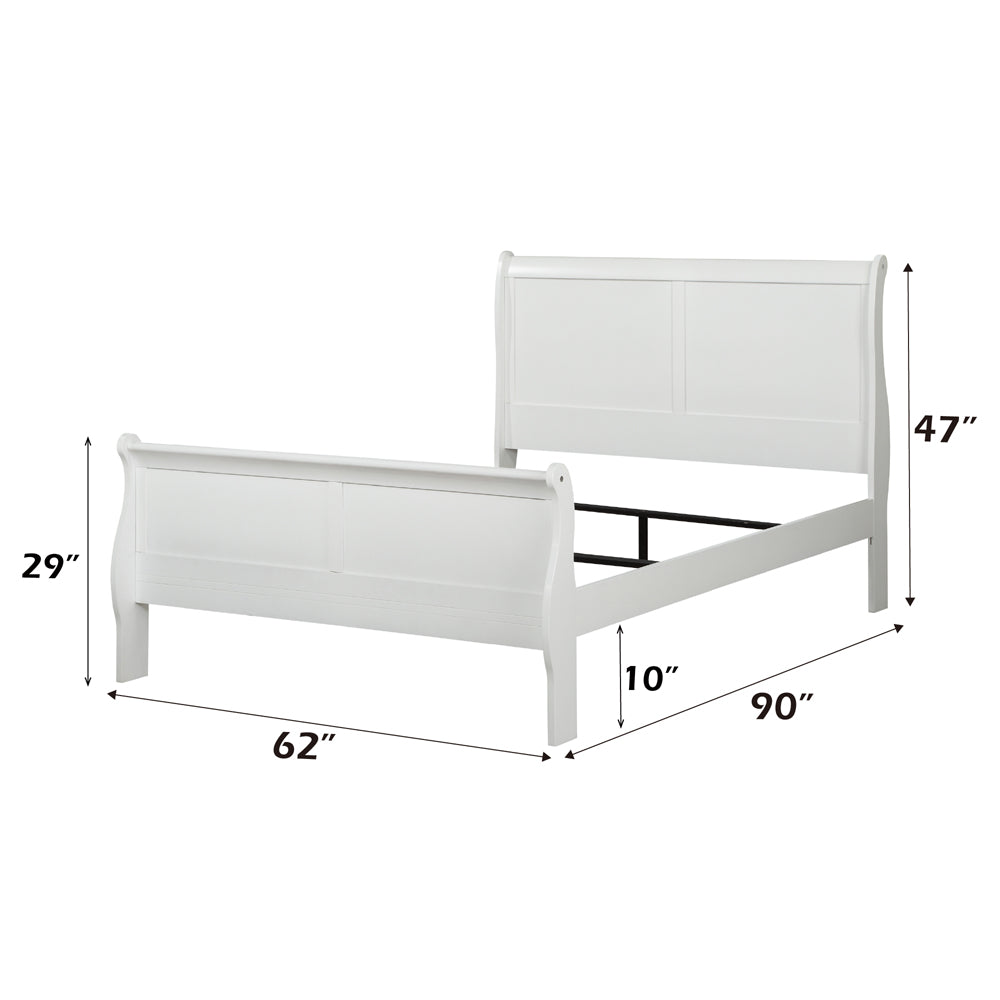 Louis Philippe Queen Bed in White - dimensions