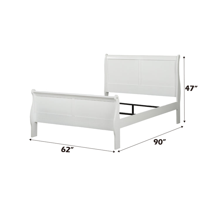 Louis Philippe Queen Bed in White - dimensions