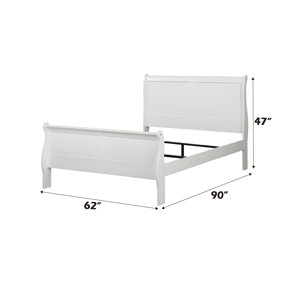 Louis Philippe Queen Bed in White - dimensions