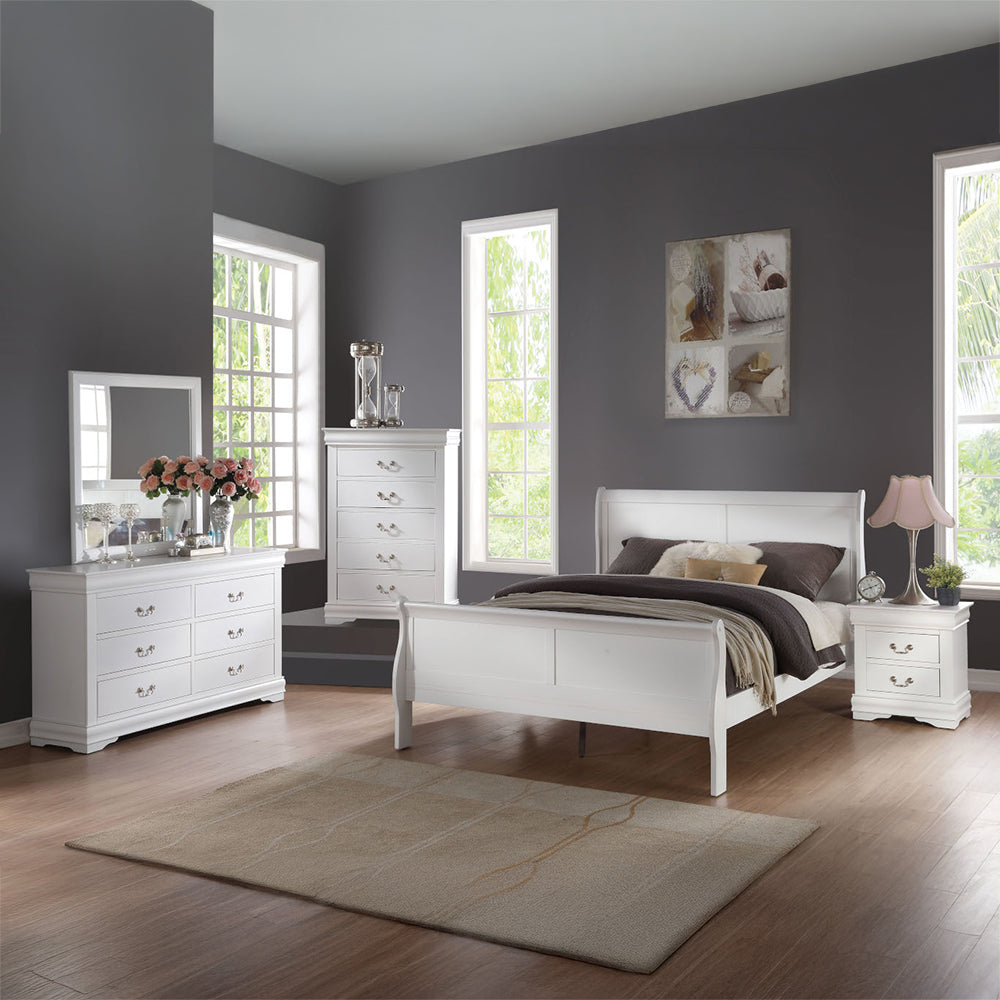 Louis Philippe Queen Bed in White - lifestyle