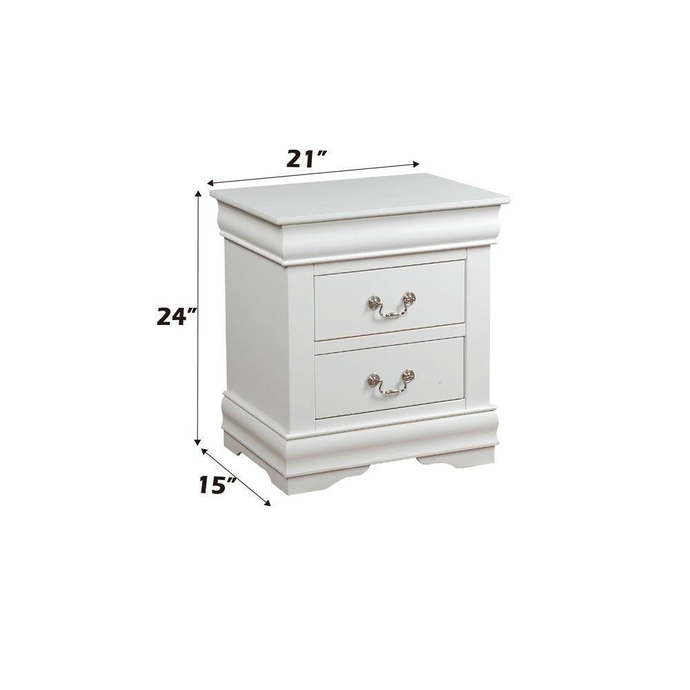 Louis Philippe Nightstand in White Finish - dimensions