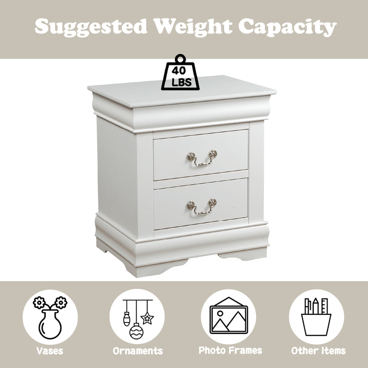 Louis Philippe Nightstand in White Finish - features