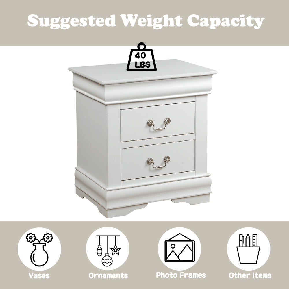 Louis Philippe Nightstand in White Finish - features