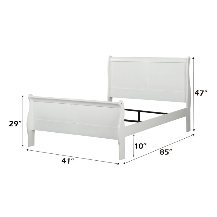 Louis Philippe Twin Bed in White - dimensions