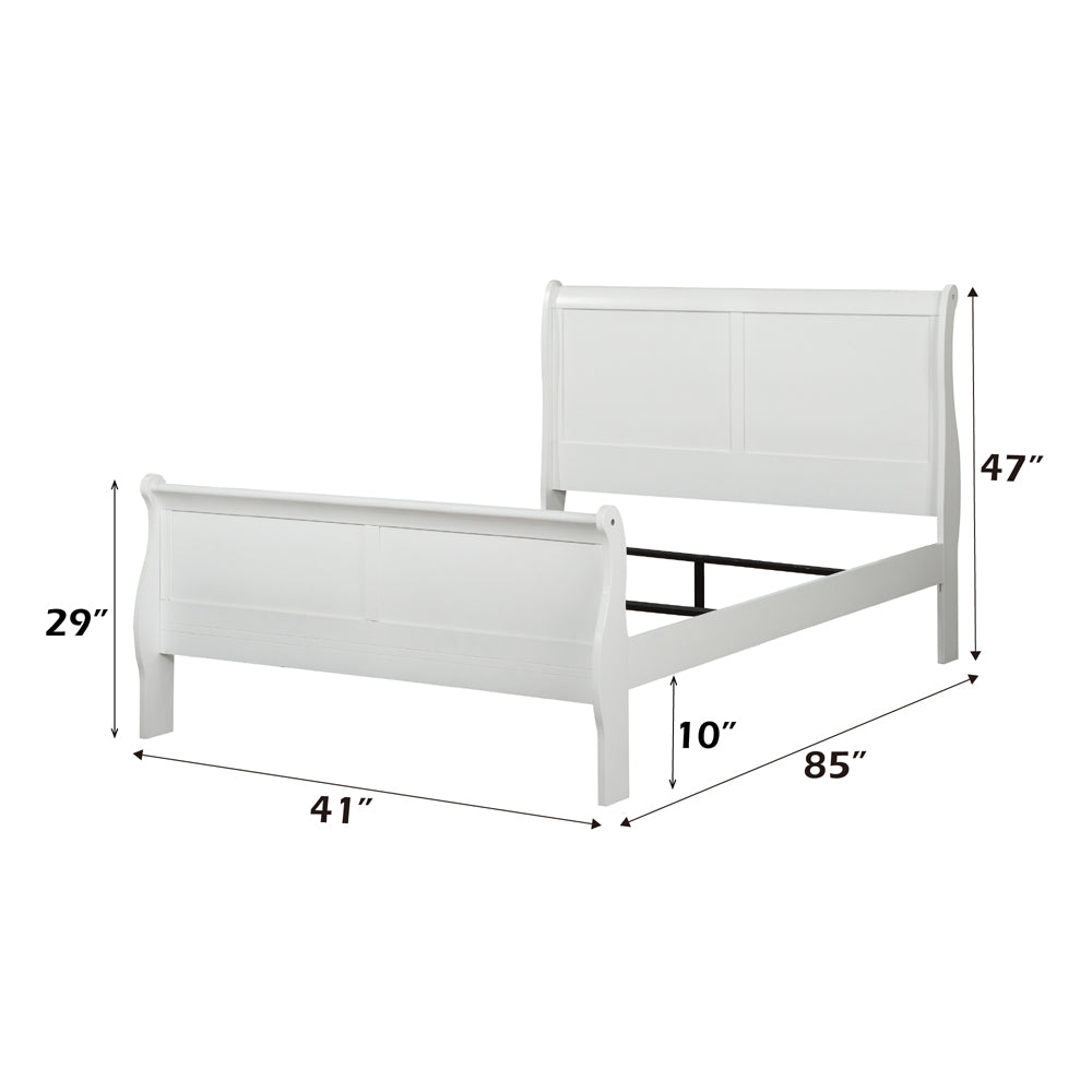 Louis Philippe Twin Bed in White - dimensions