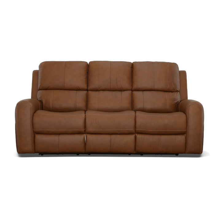 Linden Leather Power Reclining Sofa With Power Headrests &amp; Lumbar - Caramel
