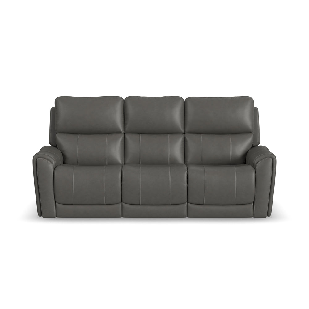 Carter Fabric Power Reclining Sofa with Console & Power Headrests & Lumbar in Smoke