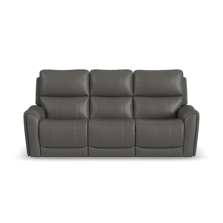 Flexsteel 1587-63PH-88602 Carter  Power Reclining Sofa With Console & Power Headrests & Lumbar  Smoke