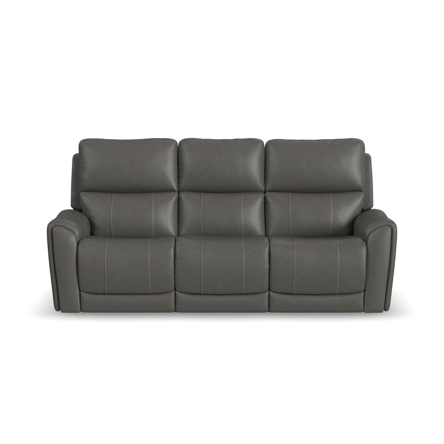 Flexsteel 1587-63PH-88602 Carter  Power Reclining Sofa With Console & Power Headrests & Lumbar  Smoke