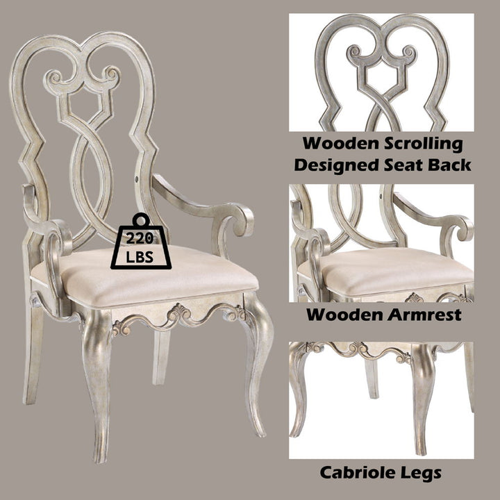 Esteban - Arm Chair Set of 2) - Ivory Velvet & Antique Champagne