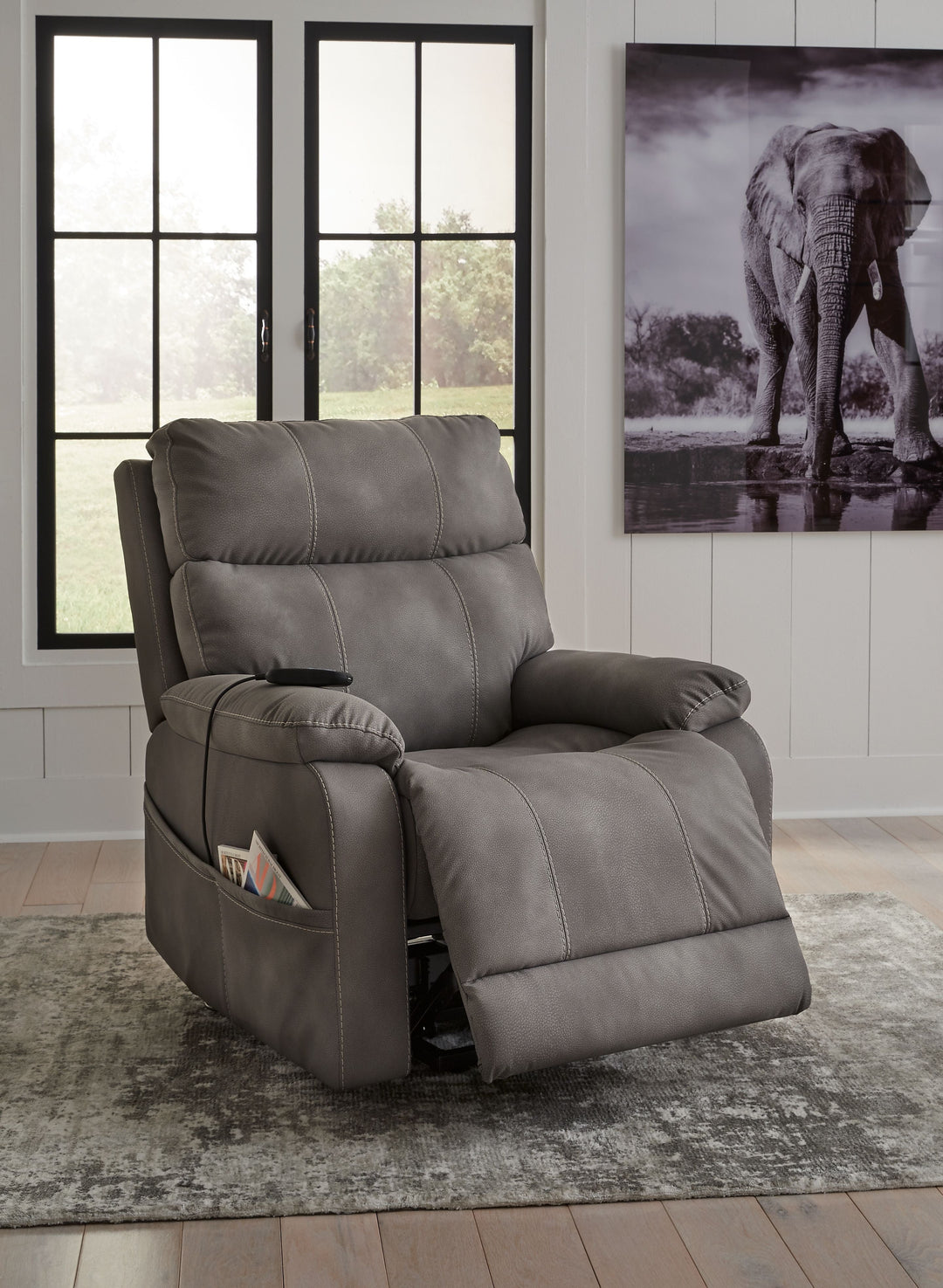 Next-Gen Durapella Power Lift Recliner with Dual Motors & Faux Leather Upholstery - Gray