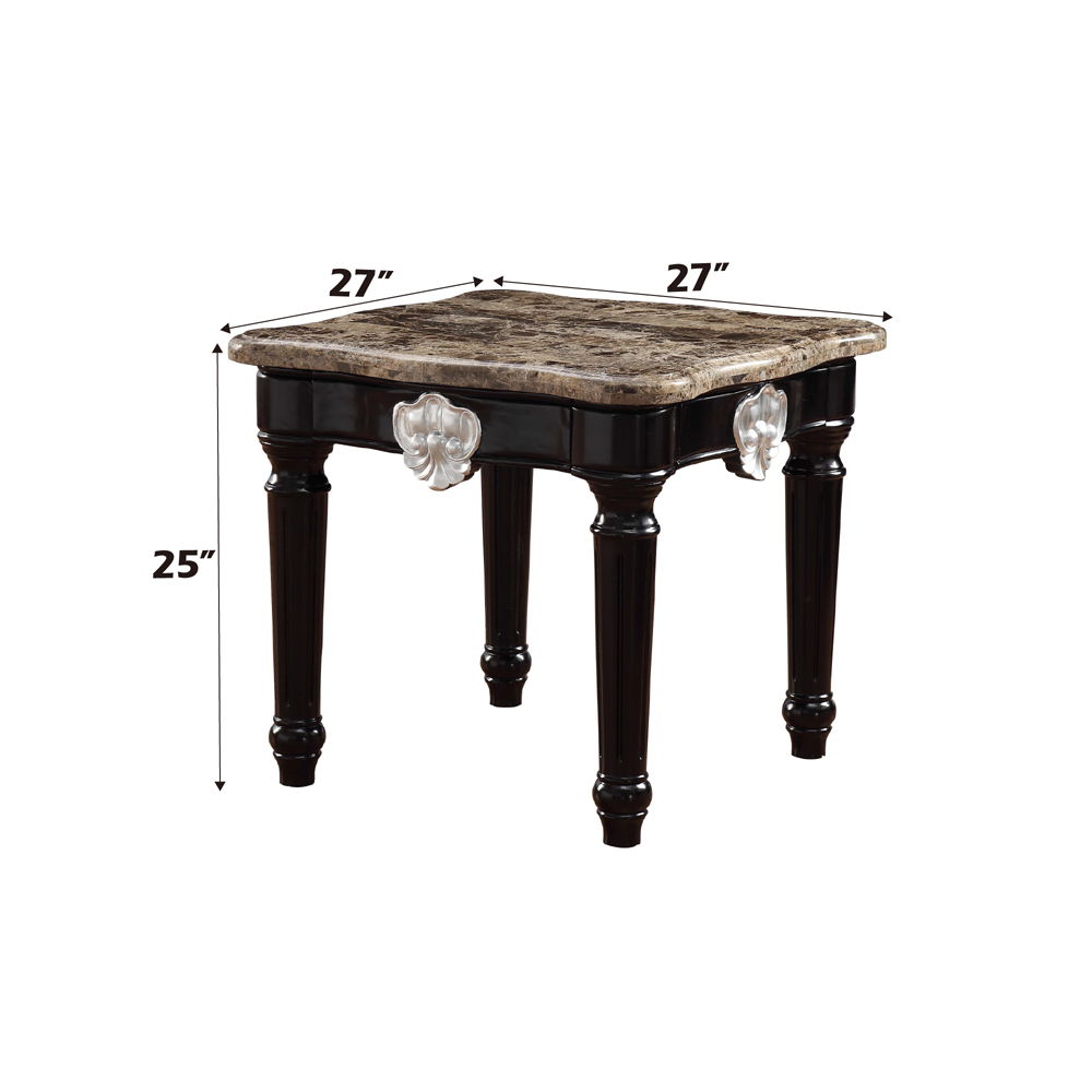Ernestine - End Table - Marble Top & Black