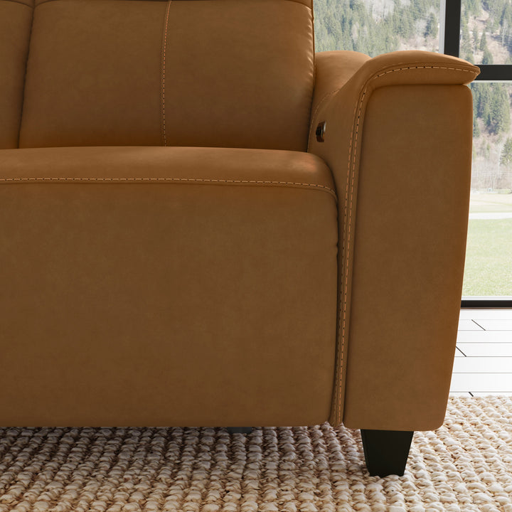 Walter Power Reclining Loveseat With Console &amp; Power Headrests Honey