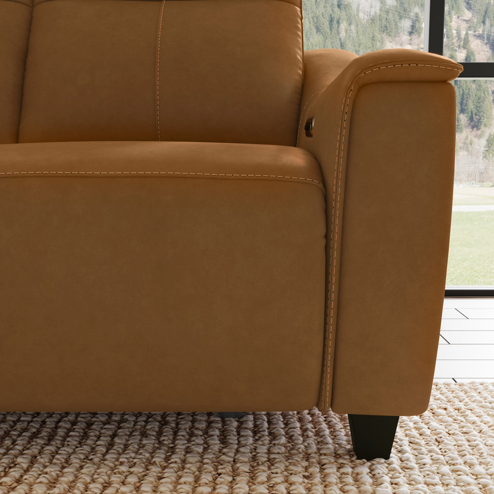 Walter Power Reclining Loveseat With Console & Power Headrests Honey