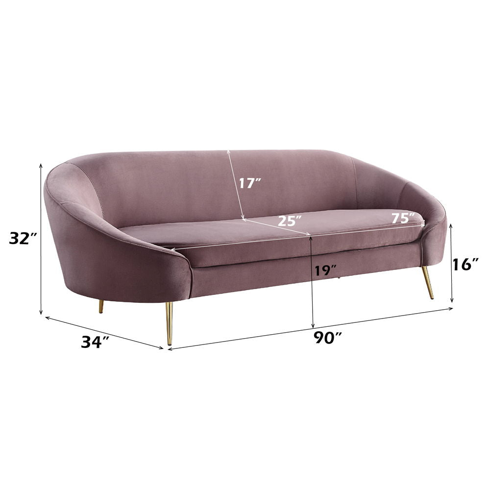 Abey - Sofa - Pink Velvet