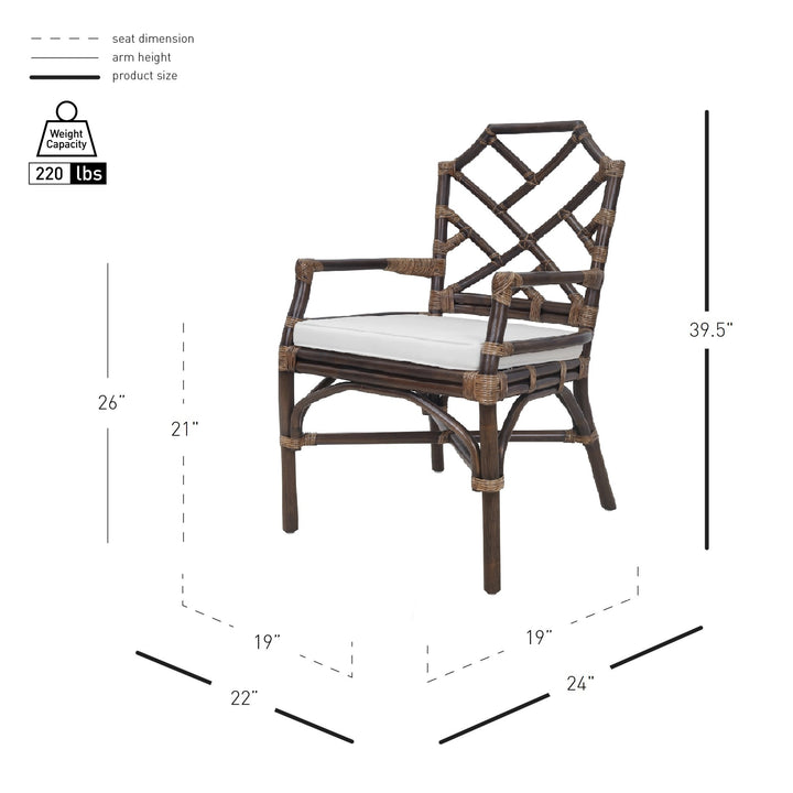 Kara Rattan Dining Arm Chair - Paloma Brown - view 2