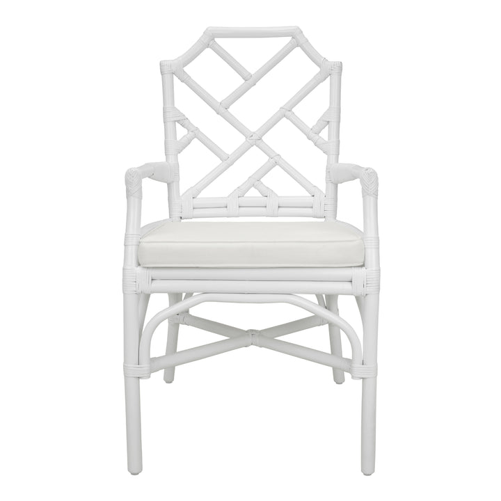 Kara Rattan Dining Arm Chair - White - view 3