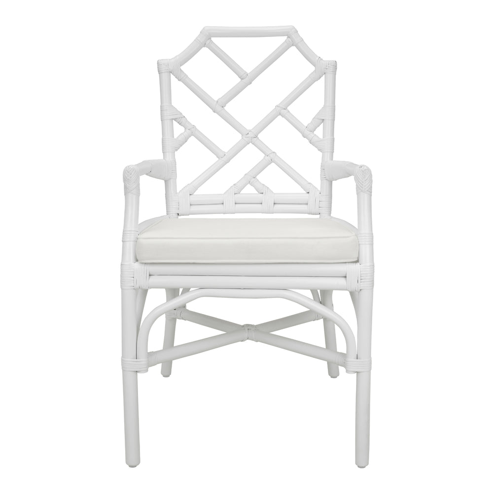 Kara Rattan Dining Arm Chair - White - view 3