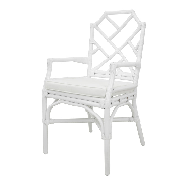 Kara Rattan Dining Arm Chair - White