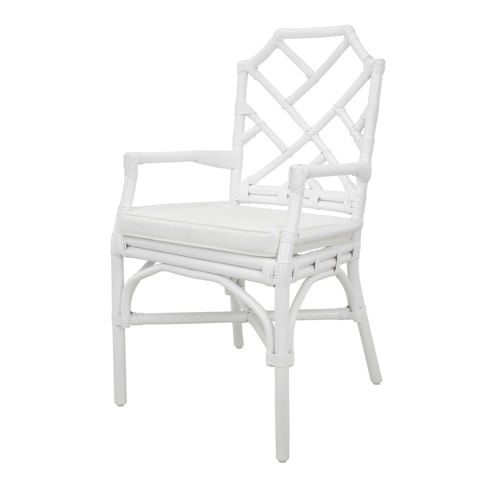 Kara Rattan Dining Arm Chair - White