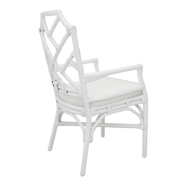 Kara Rattan Dining Arm Chair - White - view 6