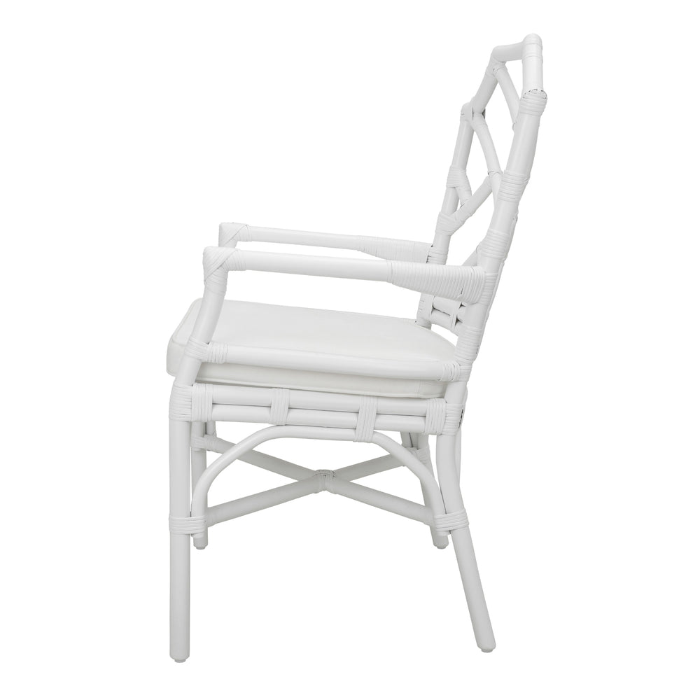 Kara Rattan Dining Arm Chair - White - view 4