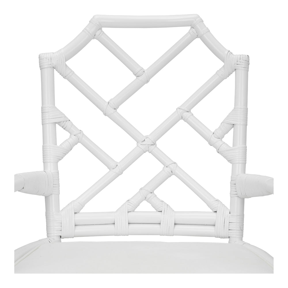 Kara Rattan Dining Arm Chair - White - view 7