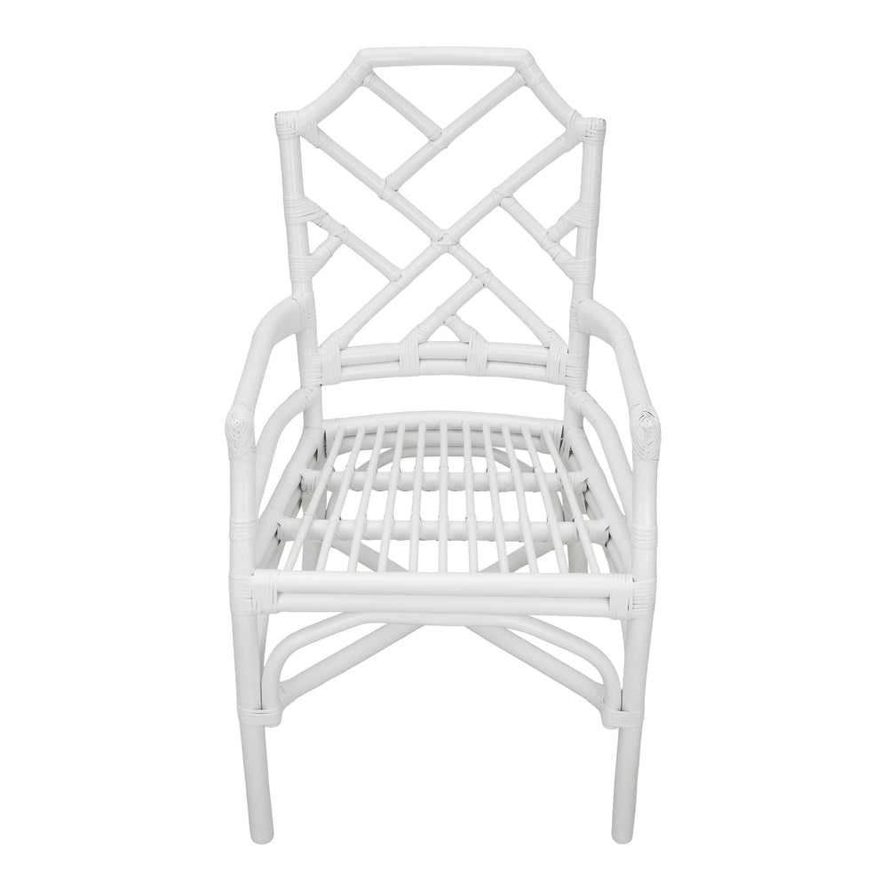 Kara Rattan Dining Arm Chair - White - view 8