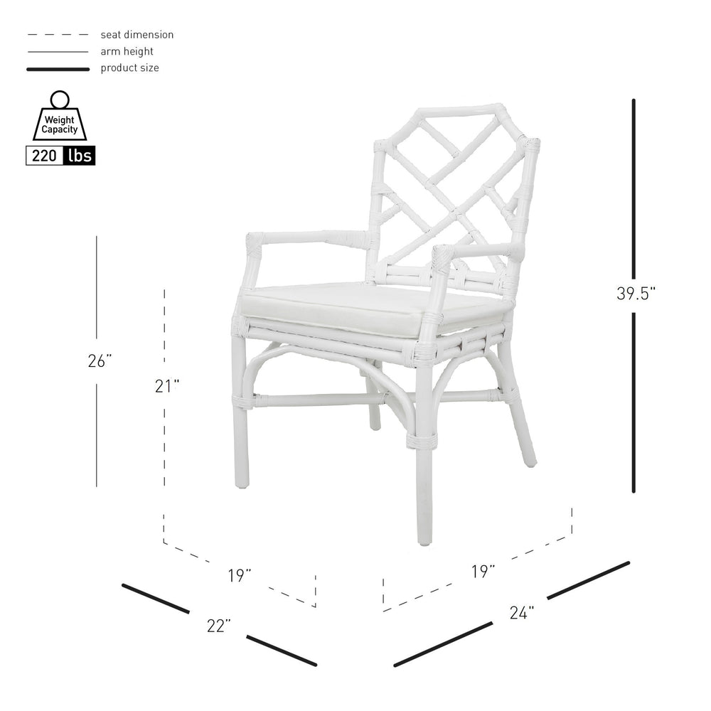 Kara Rattan Dining Arm Chair - White - view 2