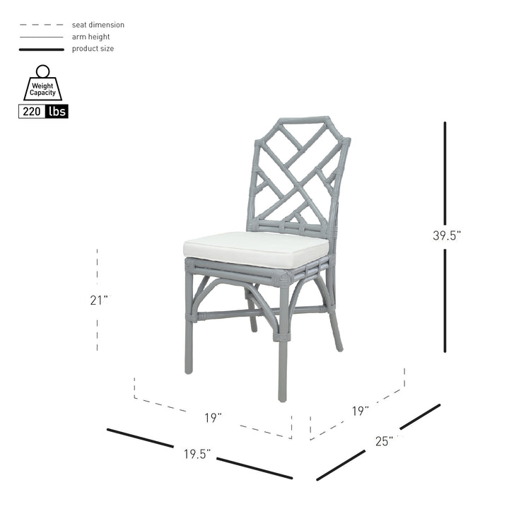 Kara Rattan Dining Side Chair - Gray - view 2