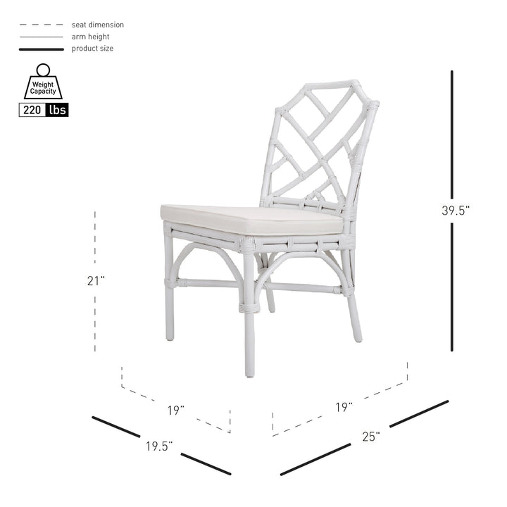 Kara Rattan Dining Side Chair - White - view 2