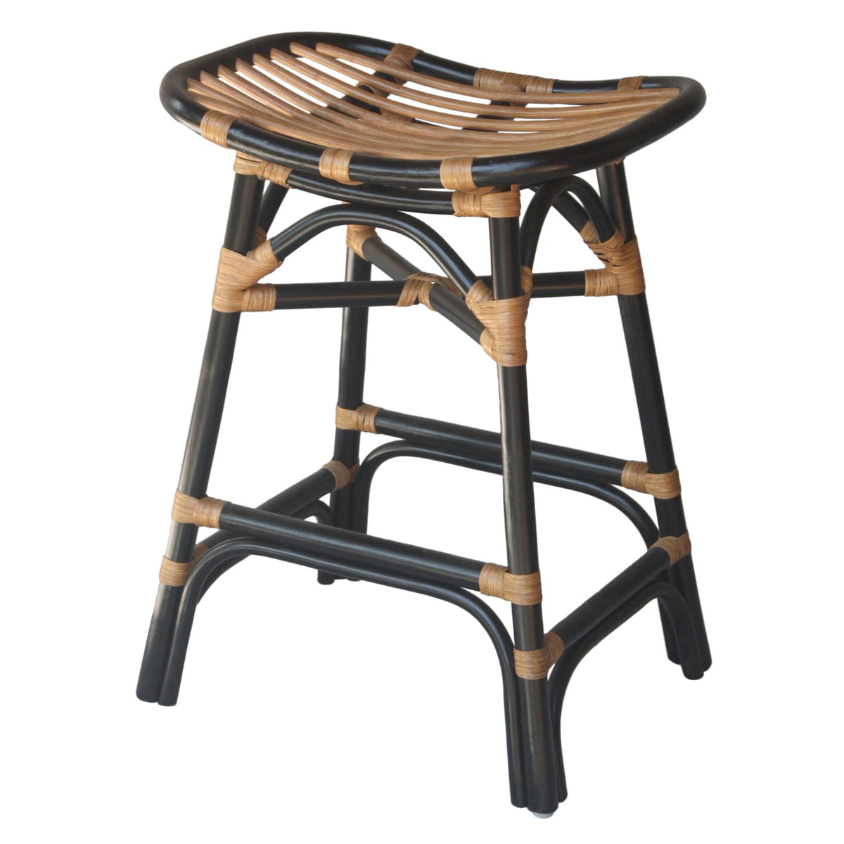 Damara Rattan Counter Stool - Black