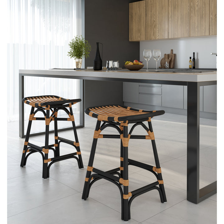 Damara Rattan Counter Stool - Black - view 3