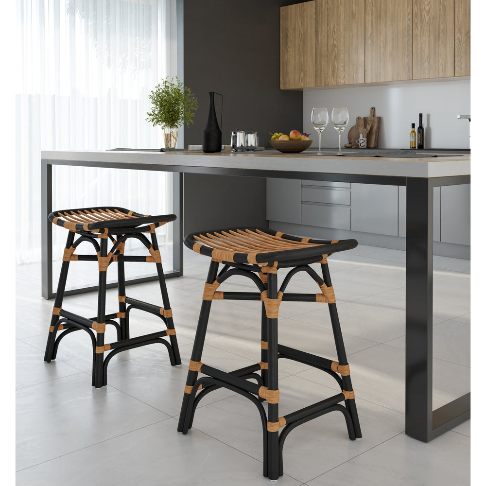 Damara Rattan Counter Stool - Black - view 3