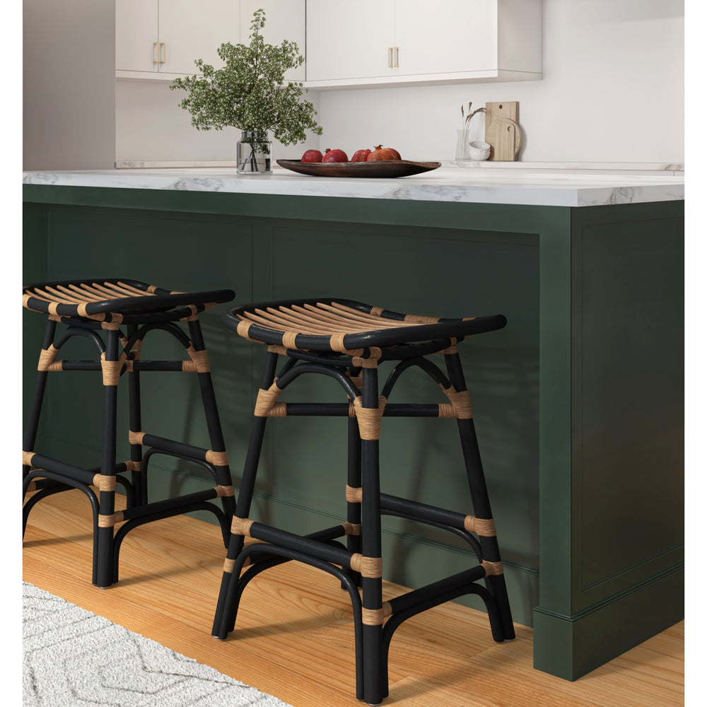 Damara Rattan Counter Stool - Black - view 2