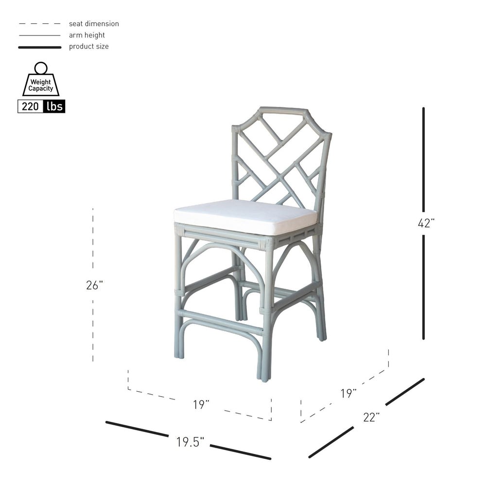 Kara Rattan Counter Stool - Gray - view 2