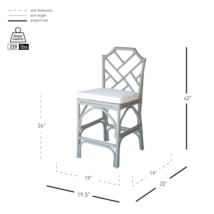 Kara Rattan Counter Stool - Gray - view 2